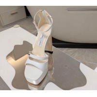 Shop Duplicate Jimmy Choo Claressa Platform High Heel Sandals 12.5cm in Black Nappa Leather White 1122103