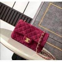 Pretty Style Chanel Suede Classic Mini Flap Bag A69900 Burgundy 2025