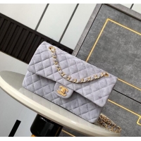 Hot Sell Cheap Chanel Suede Classic 11.12 Medium Flap bag A01112 Grey 2025