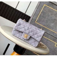 Pretty Style Chanel Suede Classic Mini Flap Bag A69900 Grey 2025