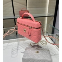 Best Quality Chanel Grained Calfskin Long Vanity Case with Chain AP4407 Light Pink 2025