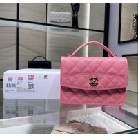 Top Design Chanel Grained Calfskin Clutch/Backpack Bag with Chain AP4406 Pink 2025