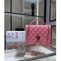 Top Design Chanel Grained Calfskin Clutch/Backpack Bag with Chain AP4406 Pink 2025