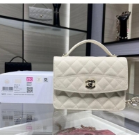 Luxury Discount Chanel Grained Calfskin Clutch/Backpack Bag with Chain AP4406 White 2025