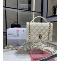 Luxury Discount Chanel Grained Calfskin Clutch/Backpack Bag with Chain AP4406 White 2025