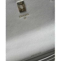 Top Grade Chanel Grained Calfskin Clutch/Backpack Bag with Chain AP4406 Light Grey 2025