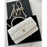 Luxury Cheap Chanel Grained Calfskin Clutch with Chain AP4402 White 2025