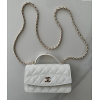 Luxury Cheap Chanel Grained Calfskin Clutch with Chain AP4402 White 2025