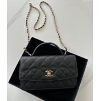 Good Quality Chanel Grained Calfskin Clutch with Chain AP4402 Black 2025