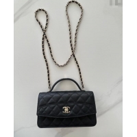 Good Quality Chanel Grained Calfskin Clutch with Chain AP4402 Black 2025