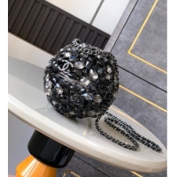 Famous Brand Chanel Sphere Round Evening bag with Strass 0113 Black 2025