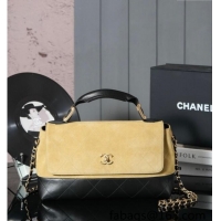 Promotional Chanel Quilted Suede and Calfskin Flap Bag with Top Handle 3036 Yellow/Black 2025