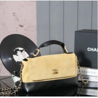 Promotional Chanel Quilted Suede and Calfskin Flap Bag with Top Handle 3036 Yellow/Black 2025