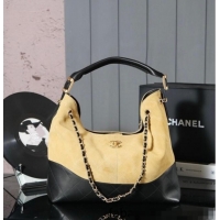 Top Quality Chanel Quilted Suede and Calfskin Hobo Bag 3037 Yellow/Black 2025