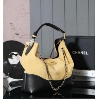 Top Quality Chanel Quilted Suede and Calfskin Hobo Bag 3037 Yellow/Black 2025