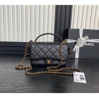 Low Cost Chanel Quilted Lambskin Flap Bag with Top Handle, Chain and Knot AS5317 Black 2025