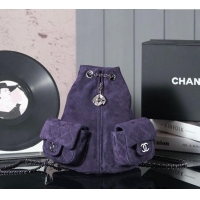 Top Quality Chanel Vintage Suede Backpack Bag Pouch Violet CH011304 Purple 2025