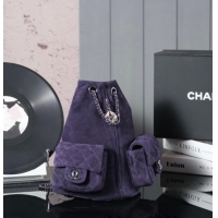 Top Quality Chanel Vintage Suede Backpack Bag Pouch Violet CH011304 Purple 2025