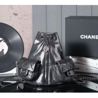 Best Price Chanel Vintage Suede Backpack Bag Pouch Violet CH011304 Dark Silver Grey 2025