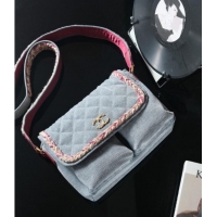 Top Quality Chanel Denim Flap Bag with Braided Trim 0113 Grey 2025