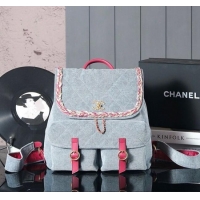 Market Sells Chanel Denim Backpack Bag with Braided Trim 0113 Grey 2025