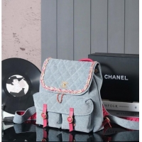 Market Sells Chanel Denim Backpack Bag with Braided Trim 0113 Grey 2025