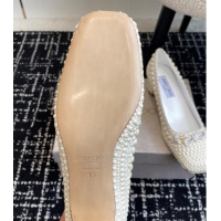 Stylish Jimmy Choo Elme Pearl Embellished Satin Pumps 4.5cm 1224026