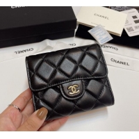 Classic Specials Chanel Lambskin Card Holder Wallet 82288 Black/Gold 2025