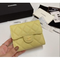 Spot Bulk Chanel Grained Calfskin Card Holder Wallet 82288 Yellow 2025