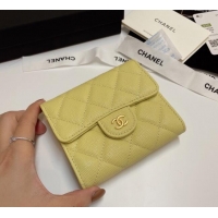 Spot Bulk Chanel Grained Calfskin Card Holder Wallet 82288 Yellow 2025