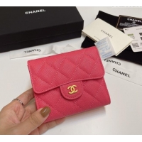 New Fashion Chanel Grained Calfskin Card Holder Wallet 82288 Dark Pink 2025