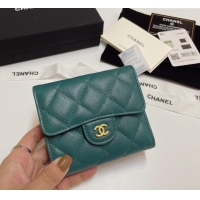 Best Product Chanel Grained Calfskin Card Holder Wallet 82288 Dark Green 2025