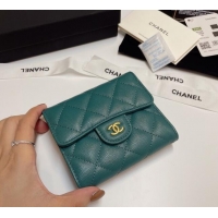 Best Product Chanel Grained Calfskin Card Holder Wallet 82288 Dark Green 2025