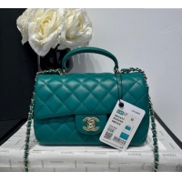 Good Looking Chanel Coco Lambskin Mini Flap Bag with Top Handle AS2431 Dark Green 2025