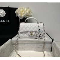 Best Price Chanel Coco Lambskin Mini Flap Bag with Top Handle AS2431 White 2025