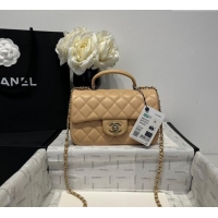 Luxury Classic Chanel Coco Lambskin Mini Flap Bag with Top Handle AS2431 Beige 2025