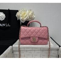 Buy Classic Chanel Coco Lambskin Mini Flap Bag with Top Handle AS2431 Light Pink 2025