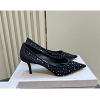 Shop Duplicate Jimmy Choo Love Pumps 6.5cm in Glitters and Mesh with Strass Black 1224029