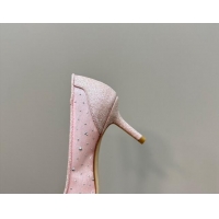 Popular Style Jimmy Choo Love Pumps 6.5cm in Glitters and Mesh with Strass Pink 1224030