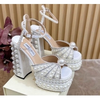 Charming Jimmy Choo Sacaria Platform Sandals 16cm in Pearls and Strass 0225015