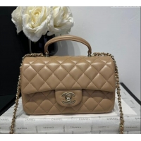 Spot Bulk Chanel Coco Lambskin Mini Flap Bag with Top Handle AS2431 Khaki 2025