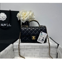 Discount Chanel Coco Lambskin Mini Flap Bag with Top Handle AS2431 Black/Gold Hardware 2025