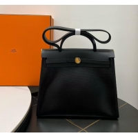 Trendy Design Hermes HerBag 31cm Zip Bag In Canvas and Calf Leather H5412 Black 2025