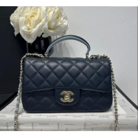 Buy Discount Chanel Coco Bicolor Lambskin Mini Flap Bag with Top Handle AS2431 Black/Blue 2025