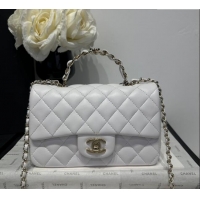 Best Price Chanel Coco Lambskin Mini Flap Bag with Chain Top Handle AS2431 White 2025