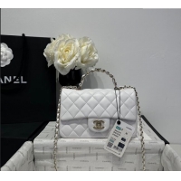 Best Price Chanel Coco Lambskin Mini Flap Bag with Chain Top Handle AS2431 White 2025