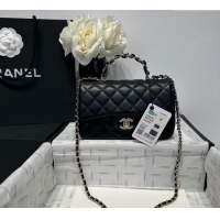 Well Crafted Chanel Coco Lambskin Mini Flap Bag with Chain Top Handle AS2431 Black 2025