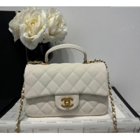 Cheap Price Chanel Coco Grained Calfskin Mini Flap Bag with Chain Top Handle AS2431 White 2025