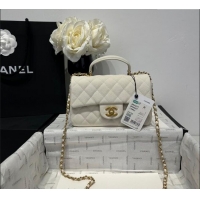 Cheap Price Chanel Coco Grained Calfskin Mini Flap Bag with Chain Top Handle AS2431 White 2025