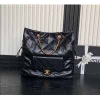 Traditional Specials Chanel Shiny Lambskin Shopping Bag AS5315 Black 2025